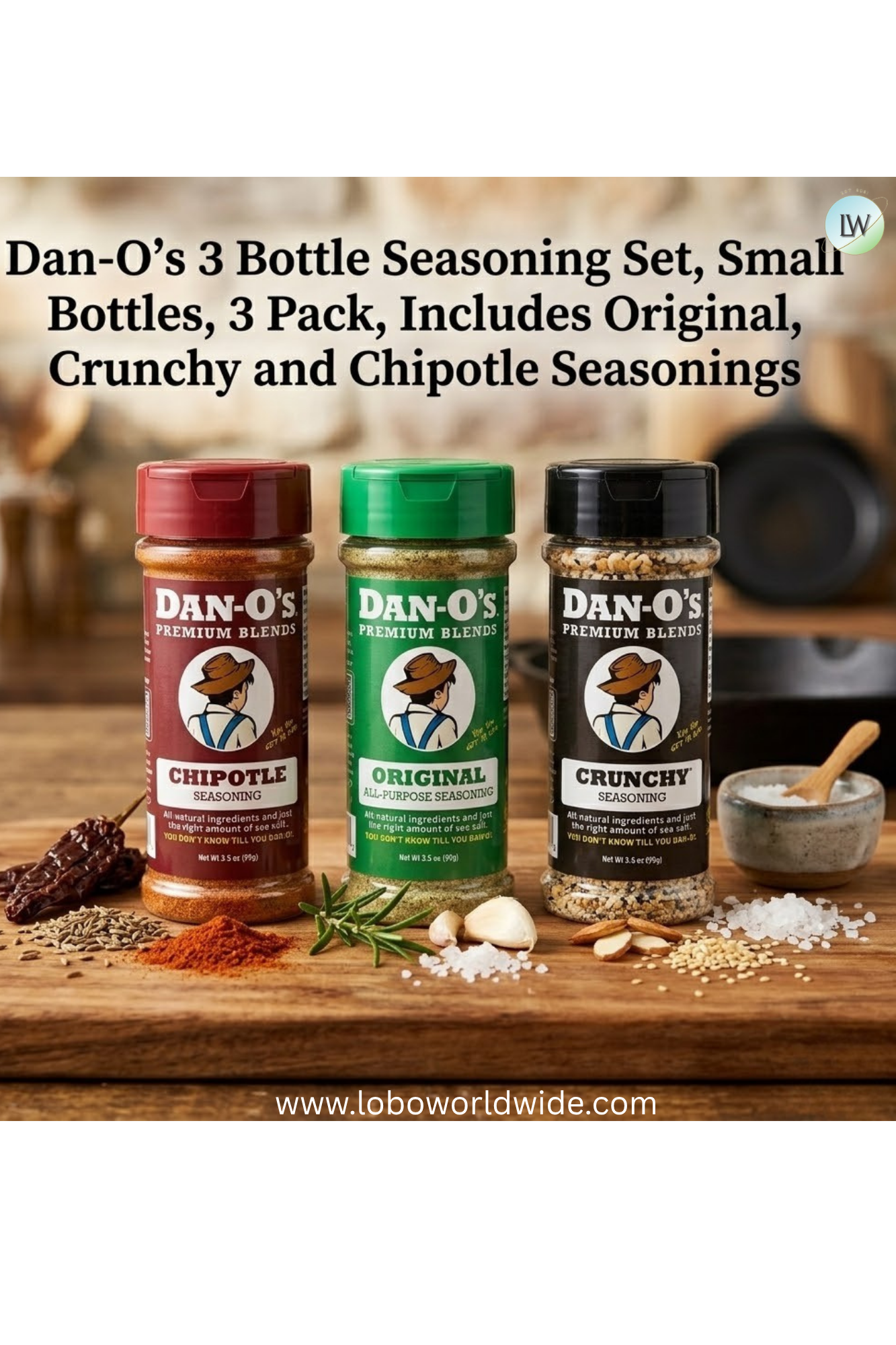 Dan-O's, 3 Bottle Seasoning Set (Variety Pack)