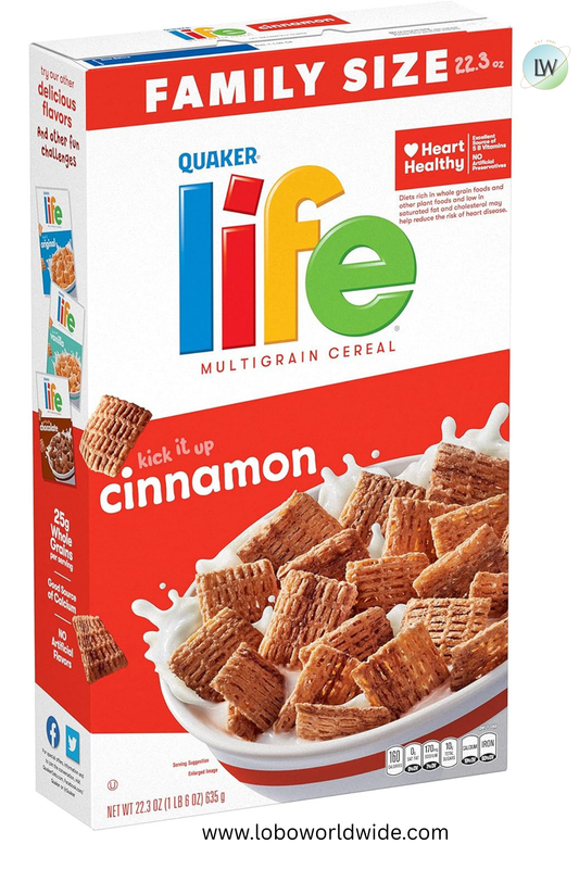 Quaker Life Cereal, Cinnamon, 22.3oz Box