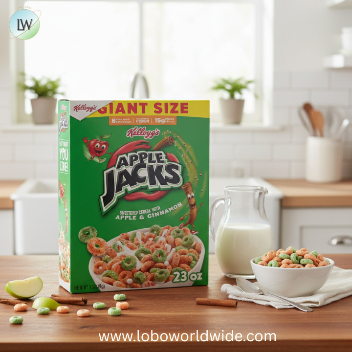 Kellogg’s Apple Jacks Breakfast Cereal, Kids Snacks, Family Breakfast, Giant Size, Original, 23oz Box (1 Box)