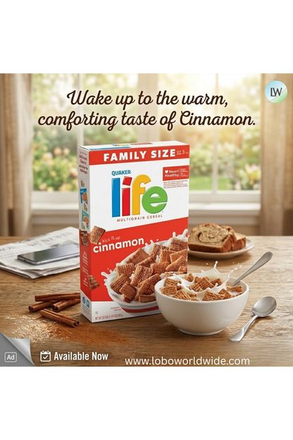 Quaker Life Cereal, Cinnamon, 22.3oz Box