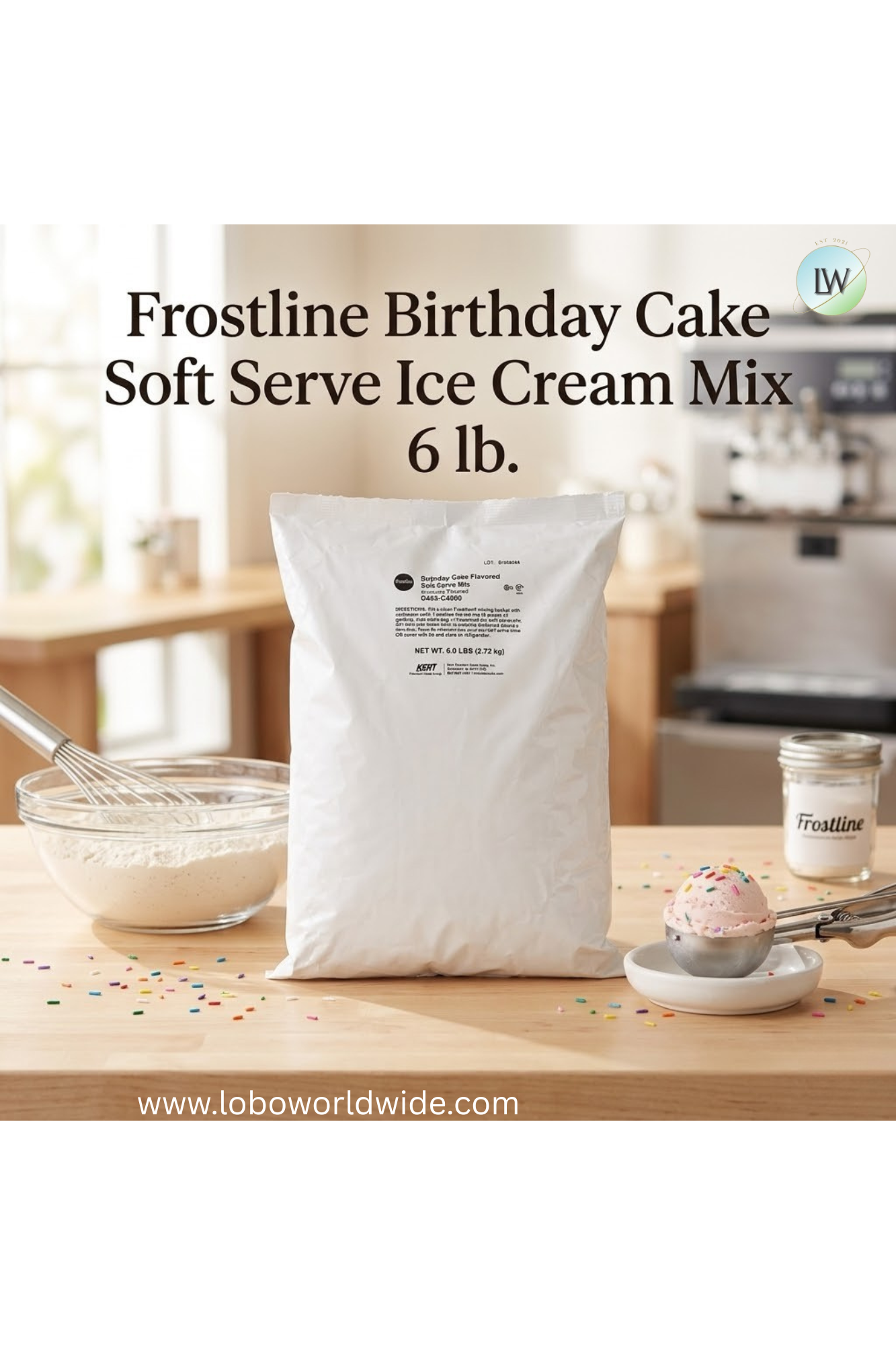 Frostline Birthday Cake Soft Serve Ice Cream Mix 6 lb