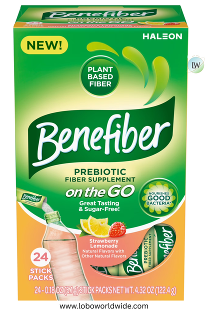 Benefiber Prebiotic Fiber Supplement, Strawberry Lemonade, 24 ct.