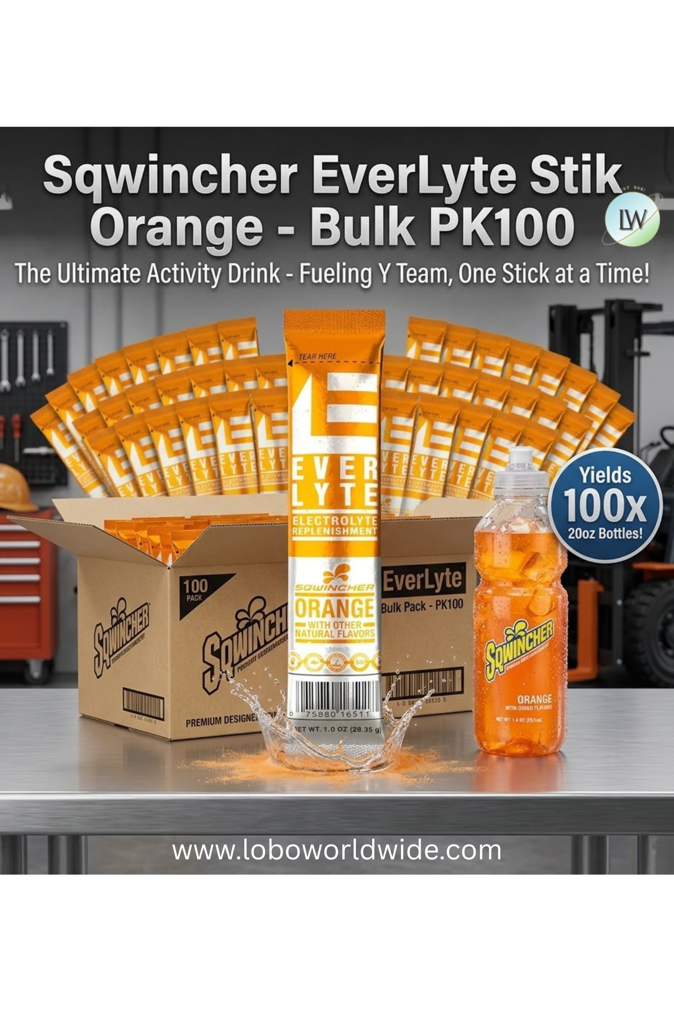 Sqwincher 20ozEverLyte Stik Orange, PK100