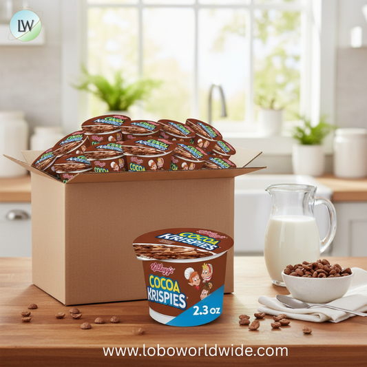 Kellogg's Cocoa Krispies Cold Breakfast Cereal Cups, Kids Snacks, Cereal Cups to Go (12 Cups)
