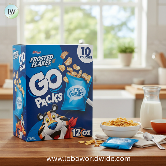 Kellogg's Frosted Flakes Go Packs Cereal, Kids Snacks, Lunch Snacks, Original, 12oz Box (10 Pouches)
