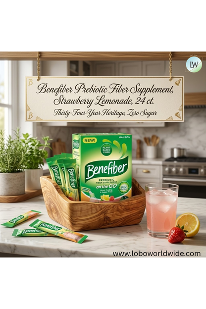 Benefiber Prebiotic Fiber Supplement, Strawberry Lemonade, 24 ct.
