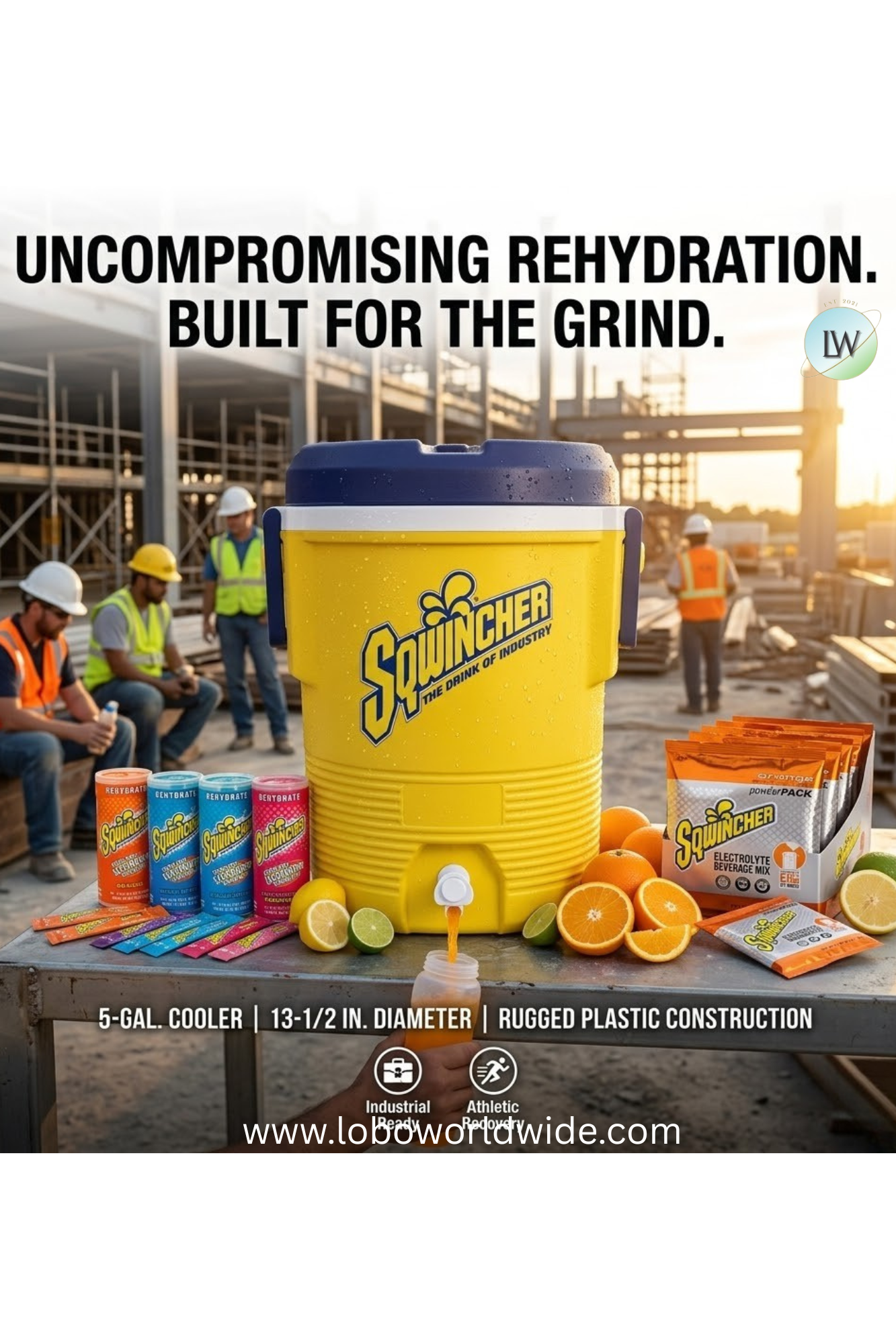 Sqwincher Beverage Cooler, 2 gal., Yellow