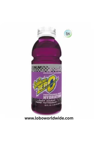Sqwincher ZERO Ready-To-Drink, 20 oz, Wide-Mouth Bottle, Grape