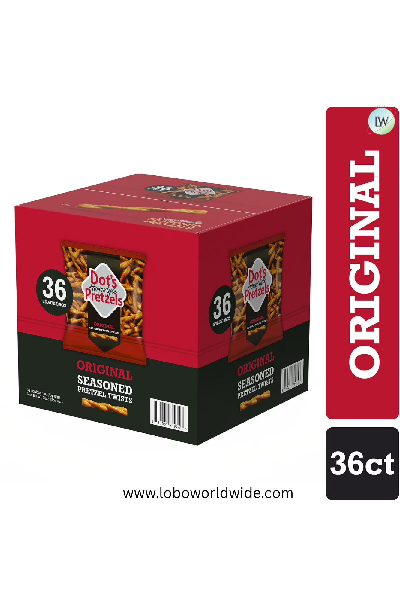 Dot's Homestyle Original Pretzels Snack Bags, 1 oz. (Pack of 36)
