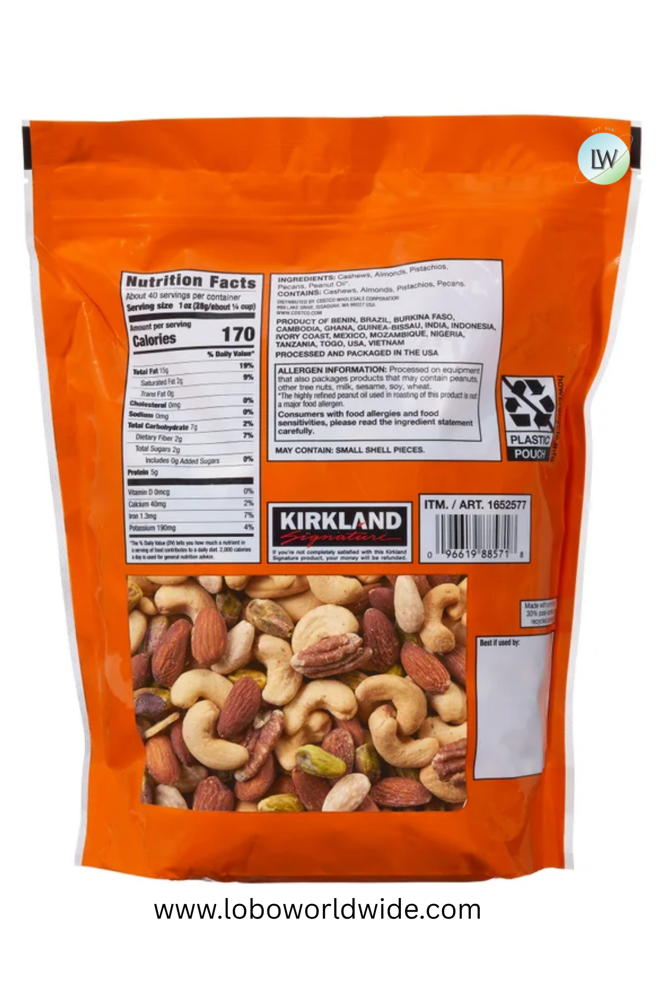 Kirkland Signature Extra Fancy Mixed Nuts, Unsalted, 2.5 lbs