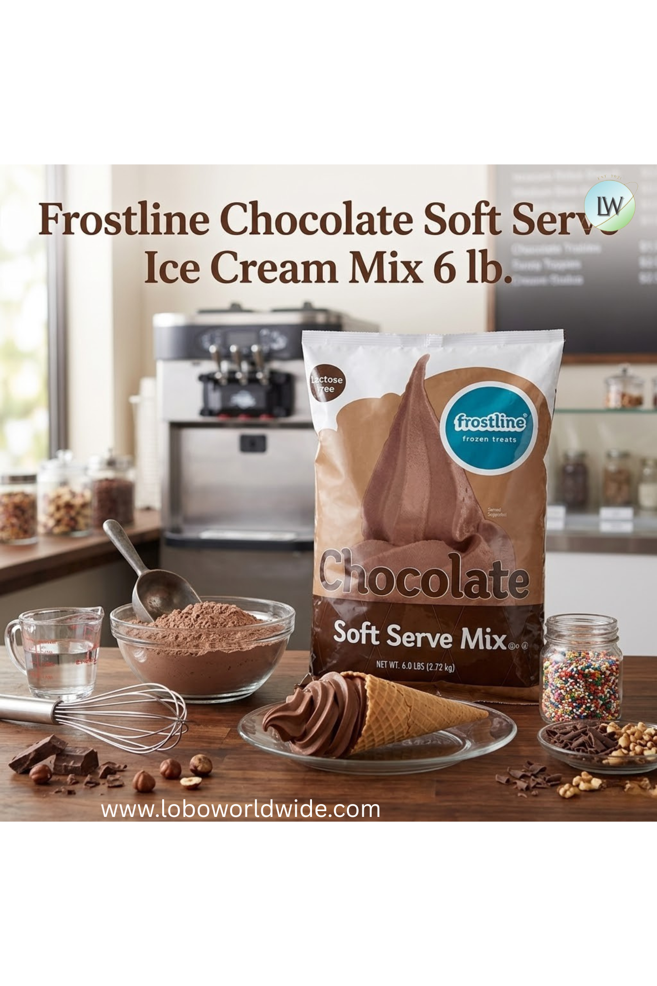 Frostline Chocolate Soft Serve Ice Cream Mix 6 lb.