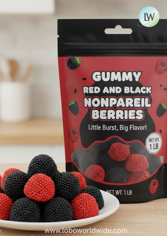 Gummy Red And Black Nonpareil Berries(Various Sizes)