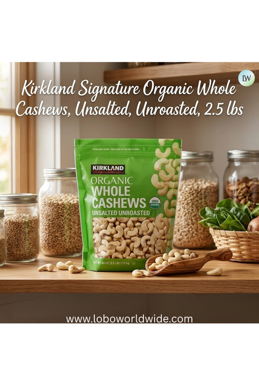 Kirkland Signature Organic Whole Cashews, Unsalted, Unroasted, 2.5 lbs