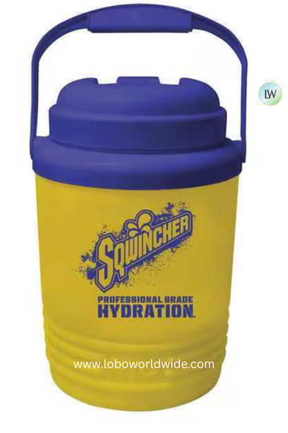 Sqwincher Beverage Cooler, 1gal, Yellow, Plastic, PK12