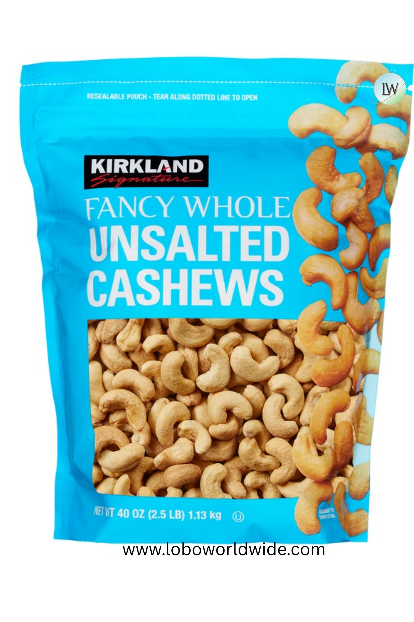 Kirkland Signature Fancy Whole Cashews, Unsalted, 2.5 lbs