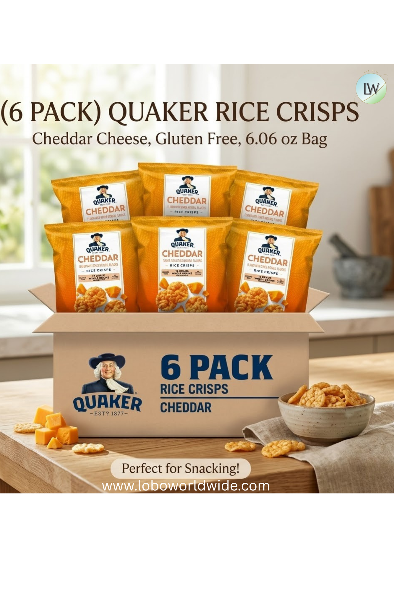 Quaker Rice Crisps, Cheddar Cheese, Gluten Free, 6.06 oz Bag