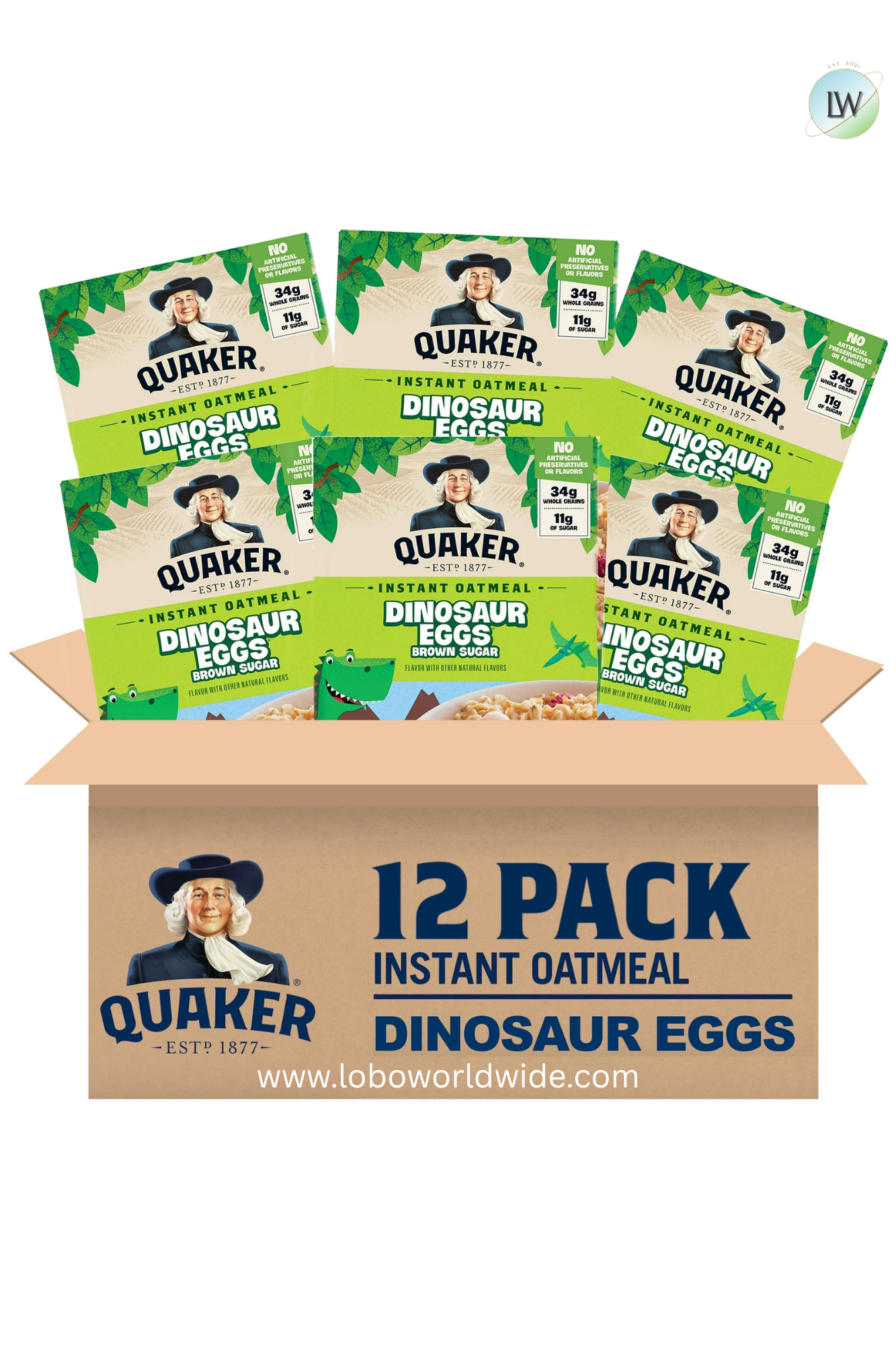 Quaker Instant Oatmeal, Dinosaur Eggs & Brown Sugar, 1.76 oz, 8 Packets