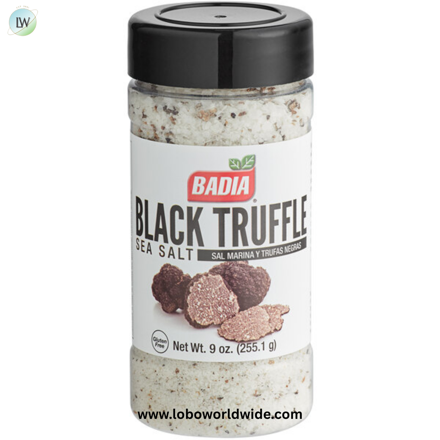 Badia 9 oz. Black Truffle Sea Salt - 6/Case