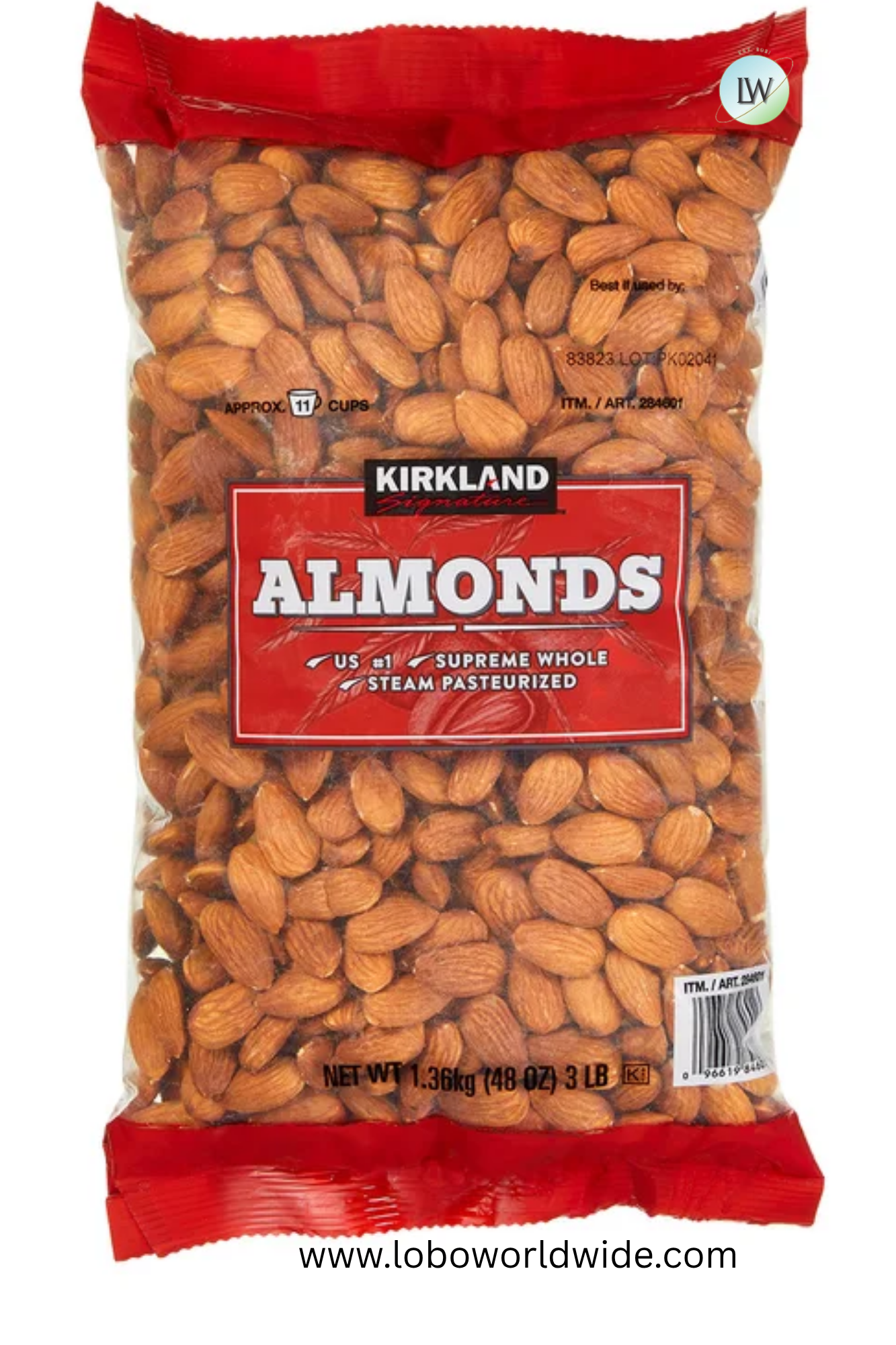 Kirkland Signature Supreme Whole Almonds, 3 lbs