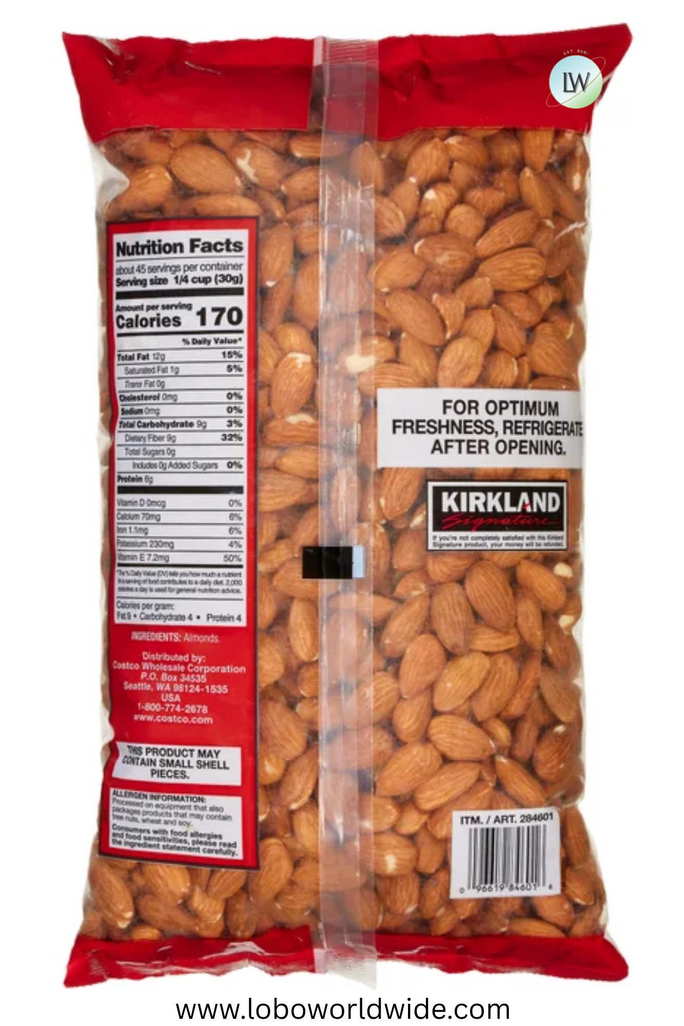 Kirkland Signature Supreme Whole Almonds, 3 lbs