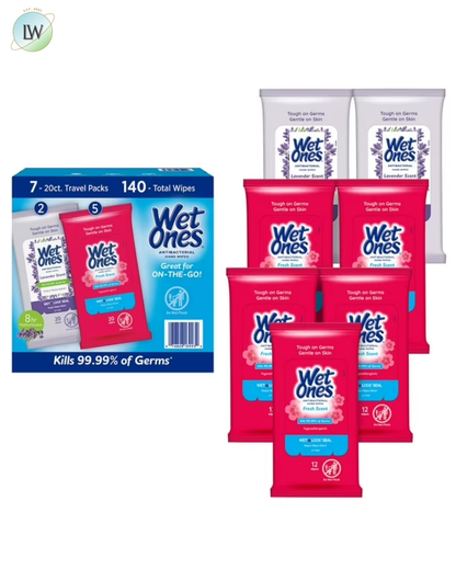 Wet Ones Antibacterial Hand Wipes Travel Pack - Fresh Scent, 7 pk./20 ct.