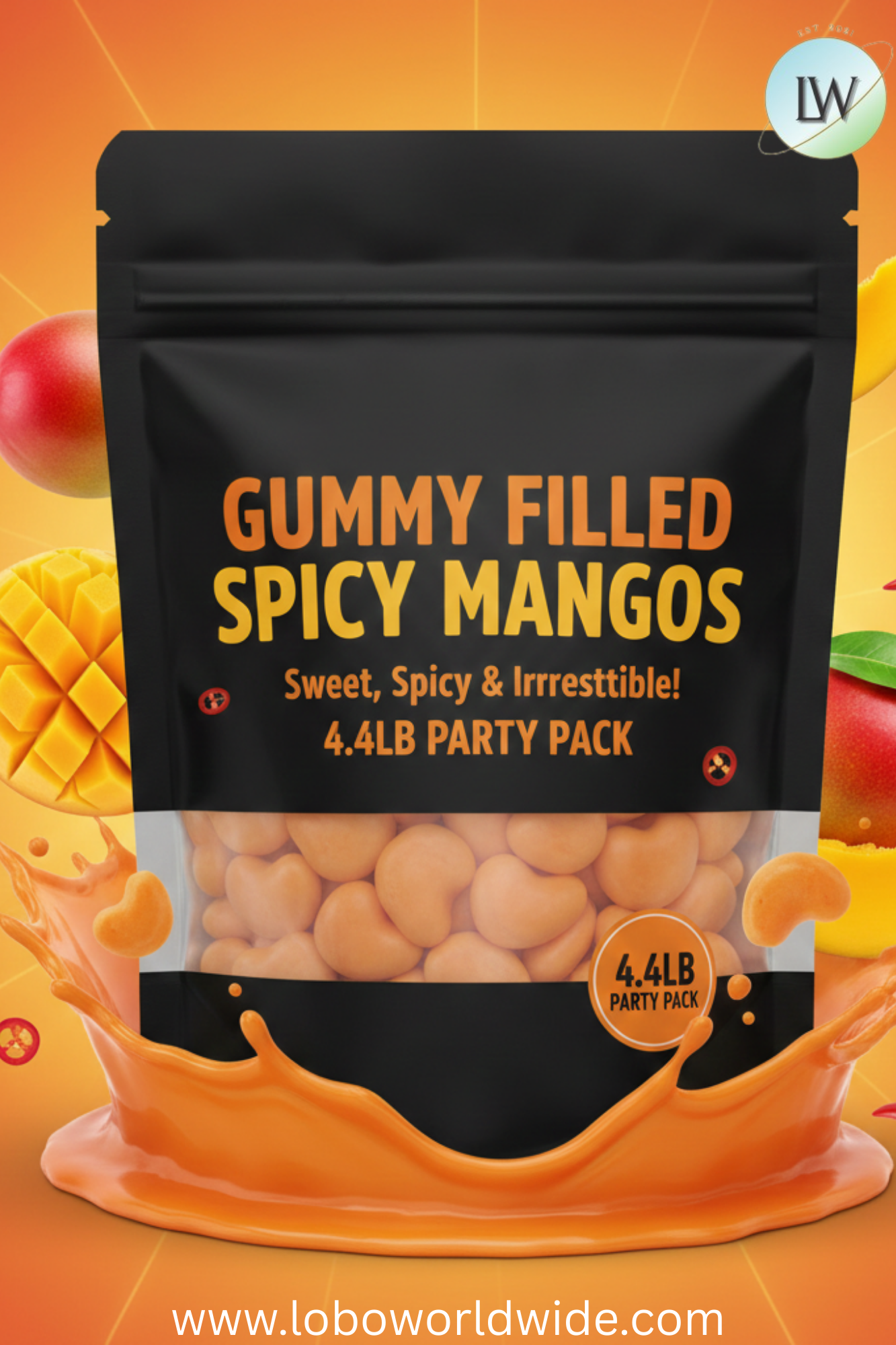 Gummy Filled Spicy Mangos (Various Sizes)