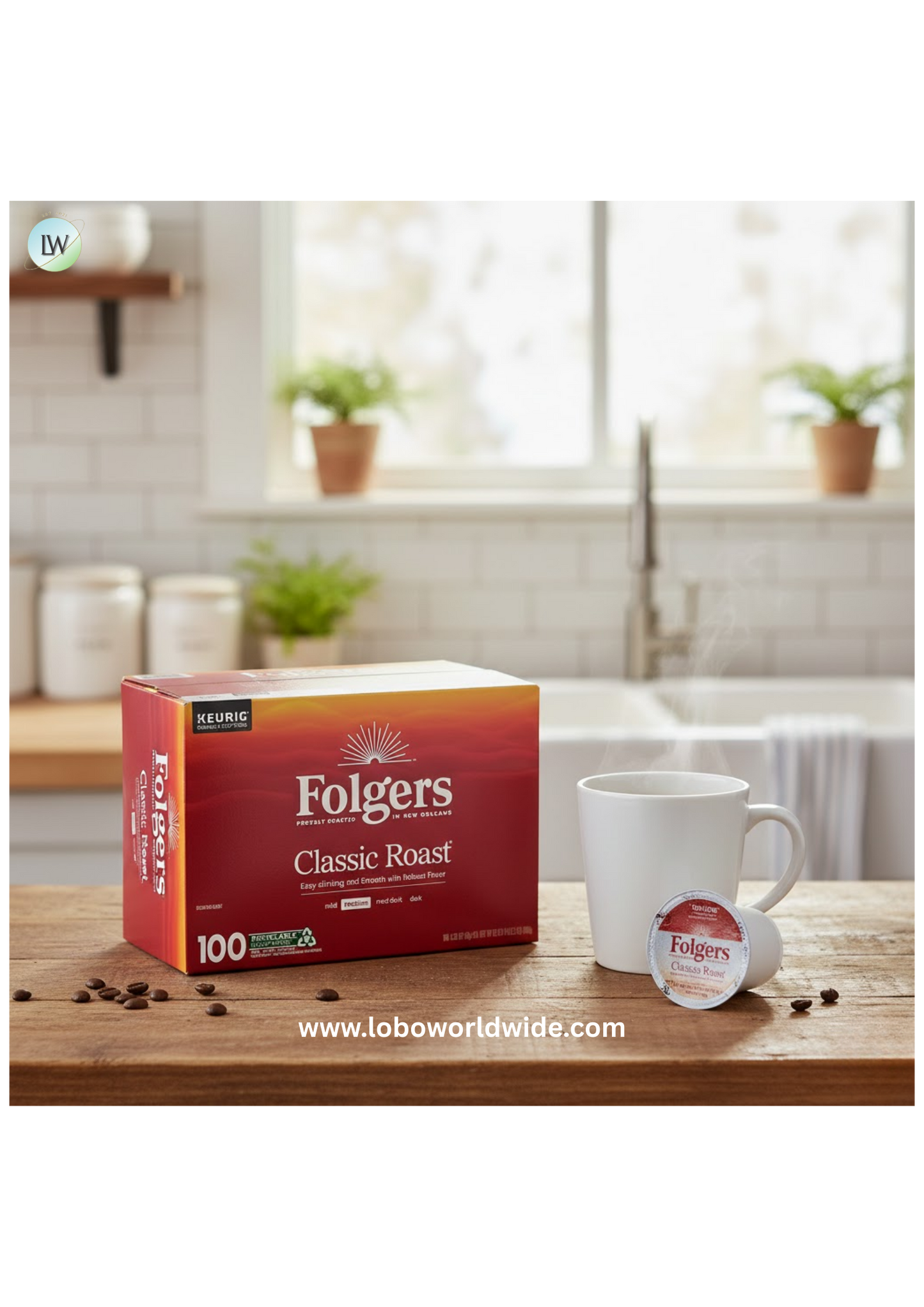 Folgers Classic Medium Roast K-Cup Coffee Pods, 100 ct.