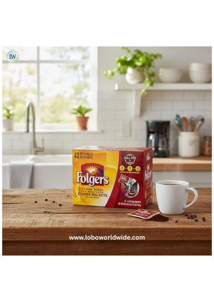 Folgers Classic Roast Ground Coffee Packets, 1.2 oz., 42 ct.