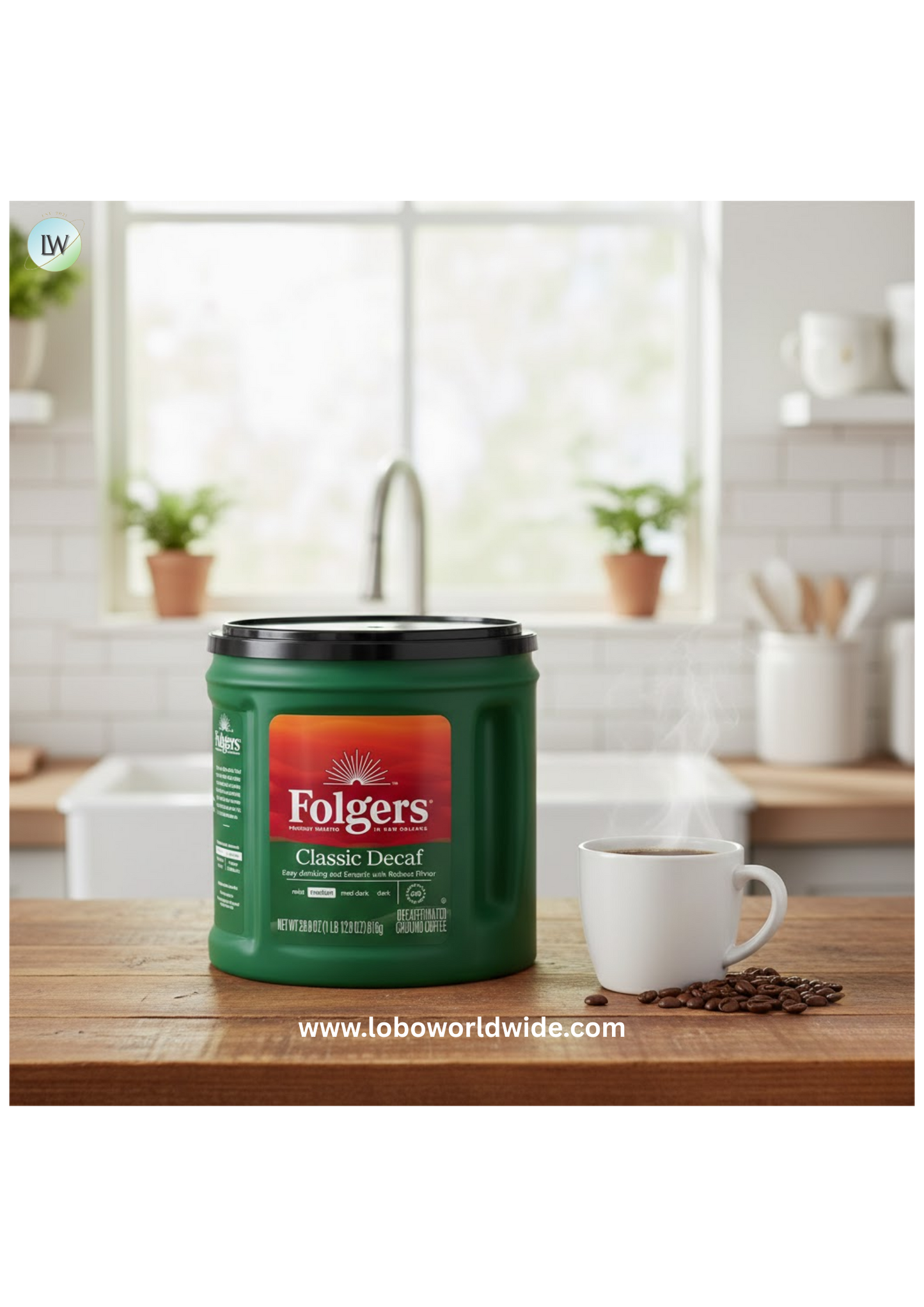 Folgers Decaffeinated Classic Roast Ground Coffee, 28.8 oz.