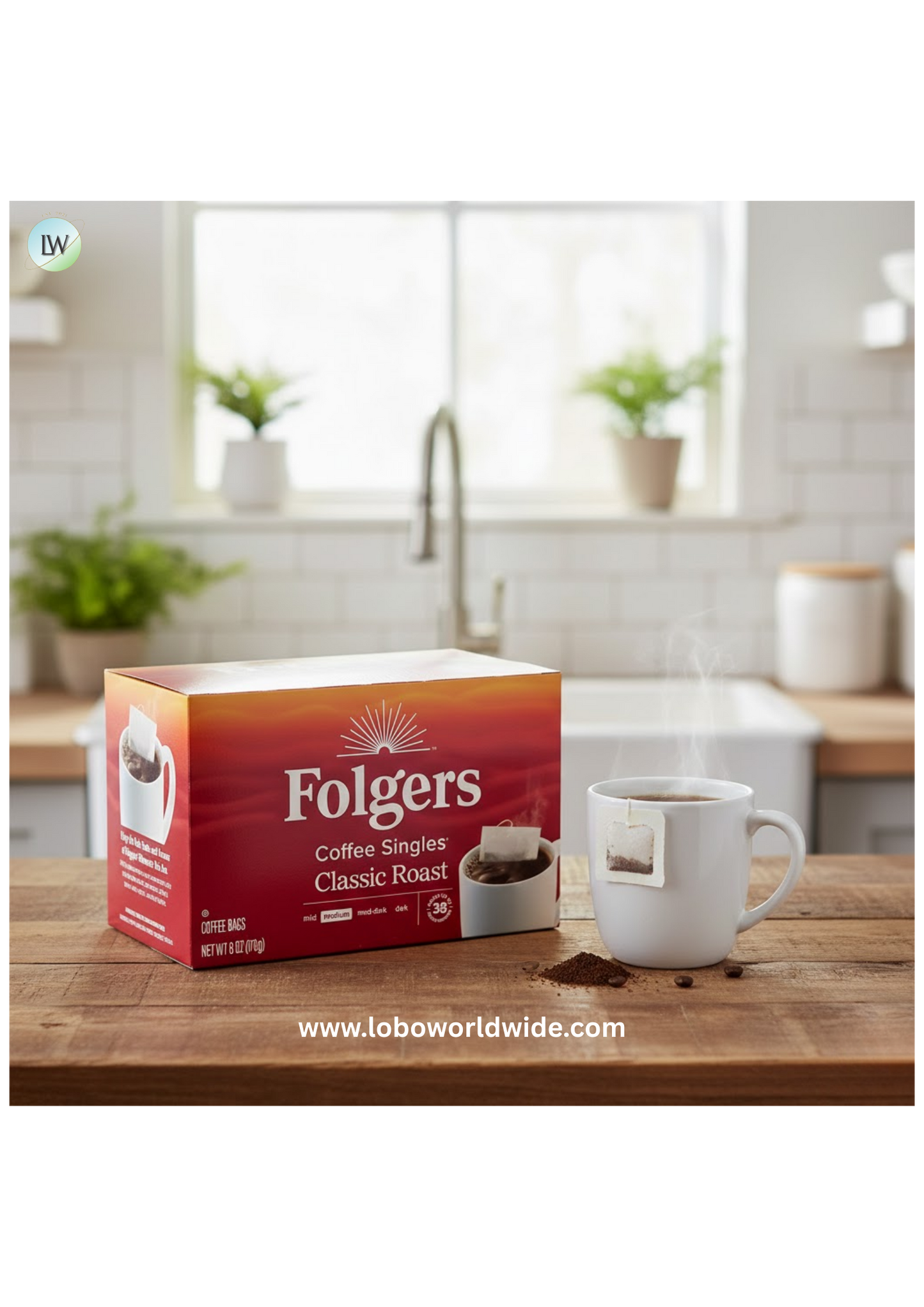 Folgers Coffee Singles Classic Roast Coffee Bags, 38 Count