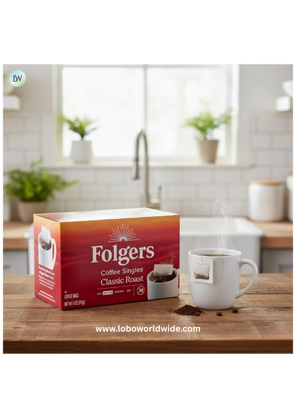 Folgers Coffee Singles Classic Roast Coffee Bags, 38 Count
