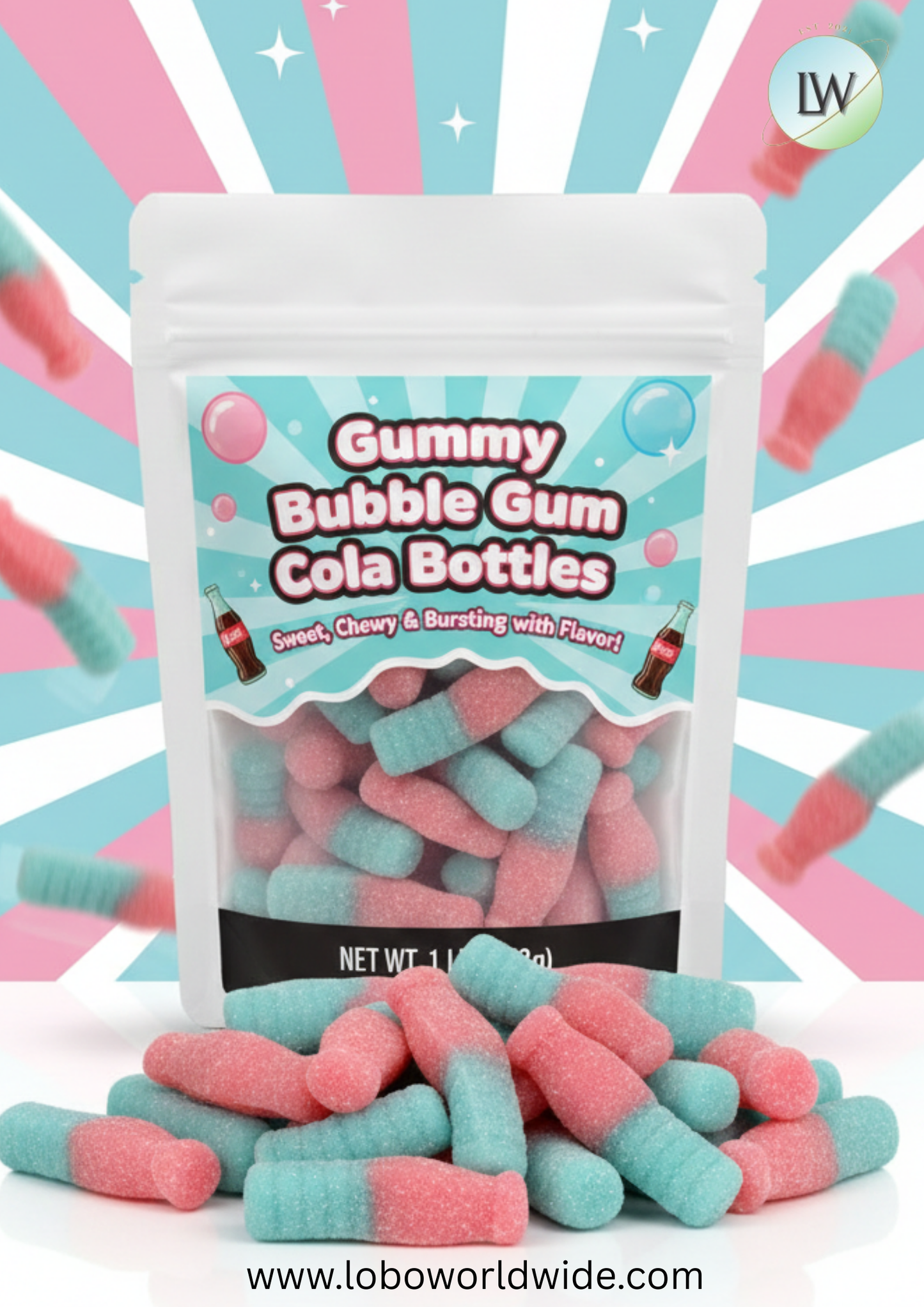 Gummy Bubble Gum Cola Bottles(Various Sizes)