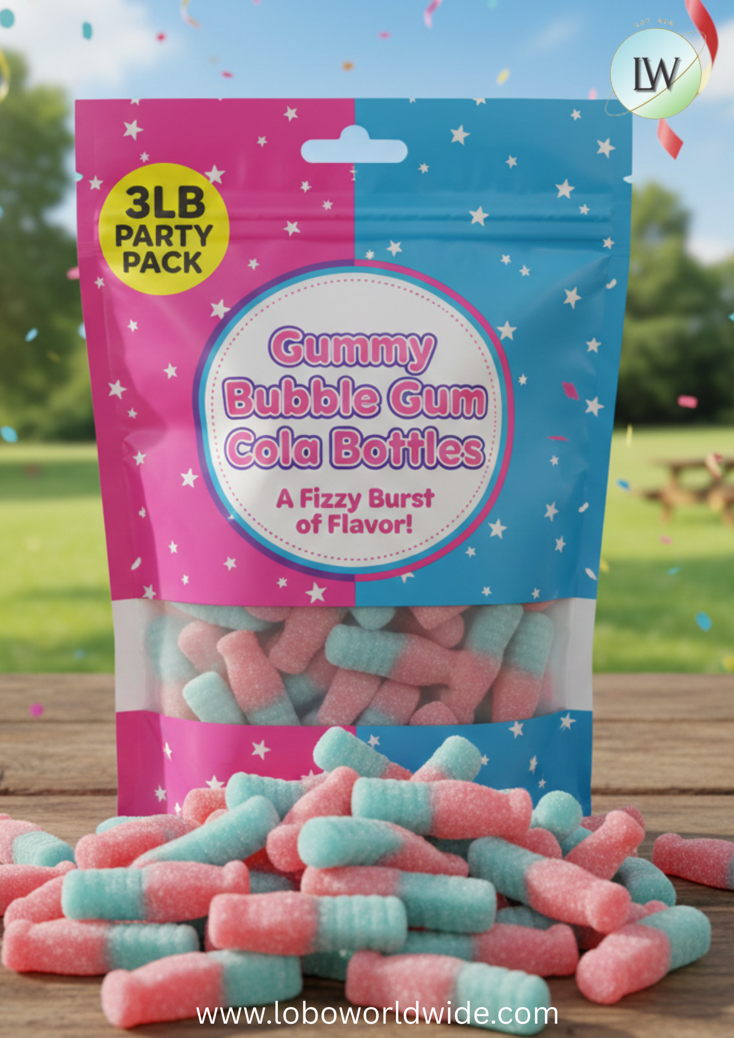 Gummy Bubble Gum Cola Bottles(Various Sizes)