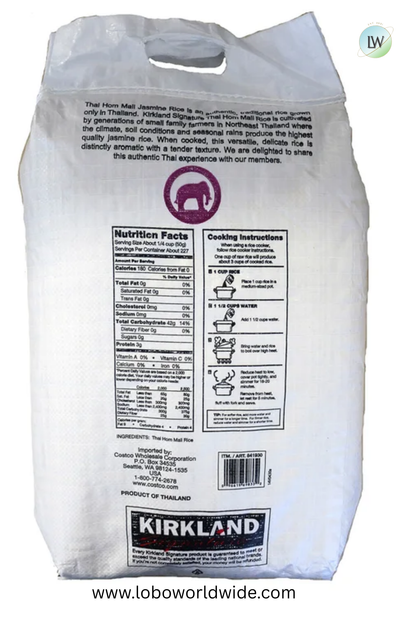 Kirkland Signature, Thai Hom Mali Jasmine Rice, 25 lbs