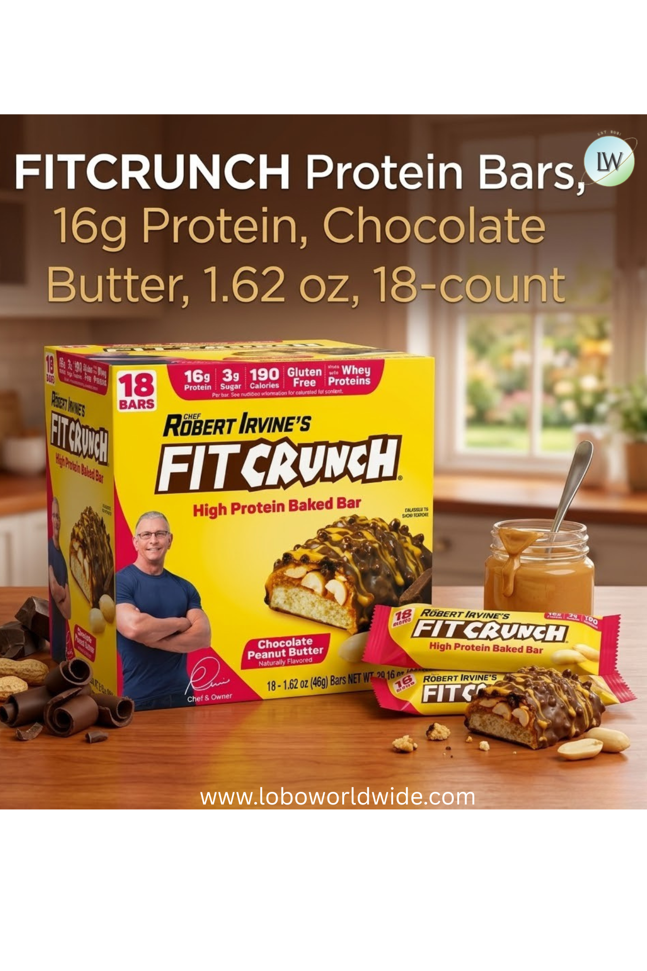 FITCRUNCH High Protein Baked Bars, 1.62 oz. (Pack of 18)