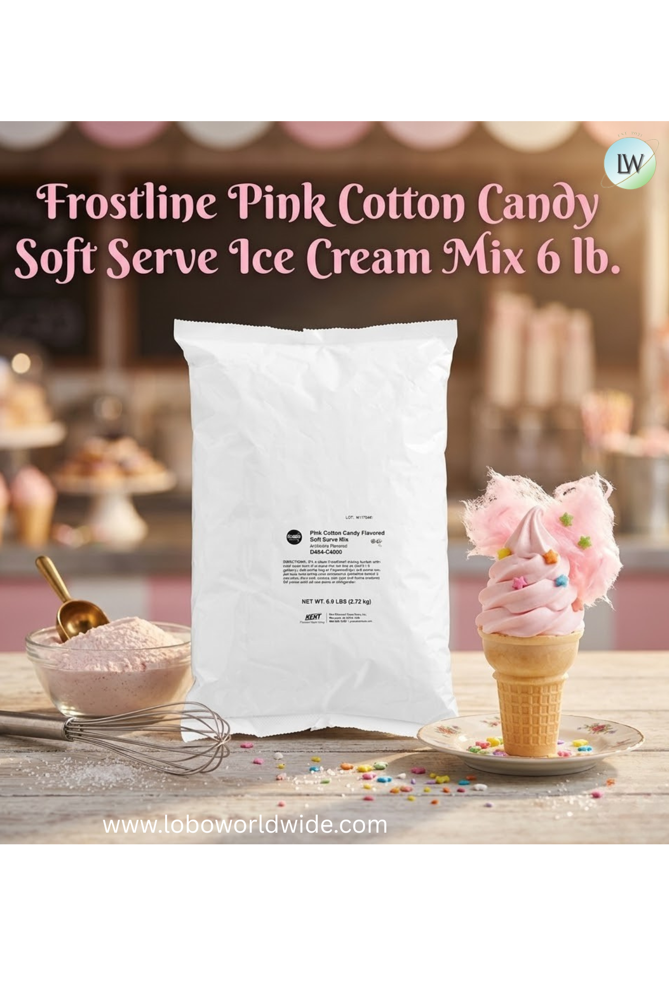 Frostline Pink Cotton Candy Soft Serve Ice Cream Mix 6 lb