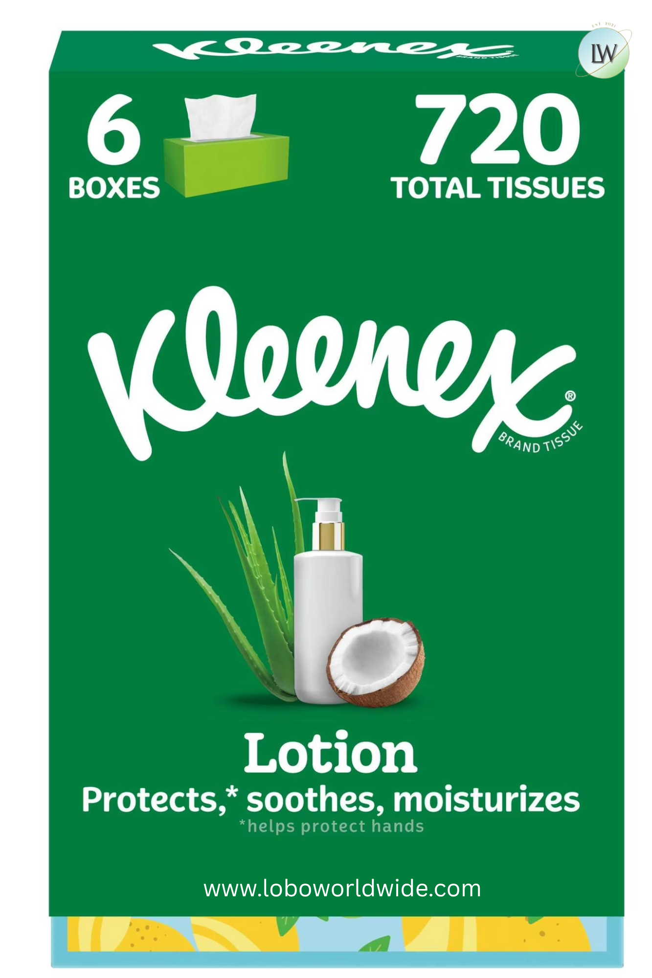 Kleenex Lotion Facial Tissues with Coconut Oil, 3-Ply, 720 ct (6 Flat Boxes)
