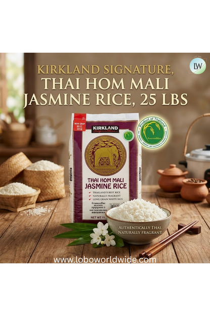 Kirkland Signature, Thai Hom Mali Jasmine Rice, 25 lbs