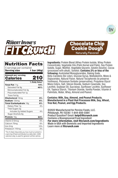 FITCRUNCH High Protein Baked Bars, 1.62 oz. (Pack of 18)