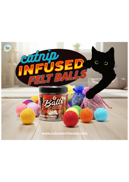 Creekwood Naturals Catnip Infused Felted Balls Cat Toy with Recharging Tin