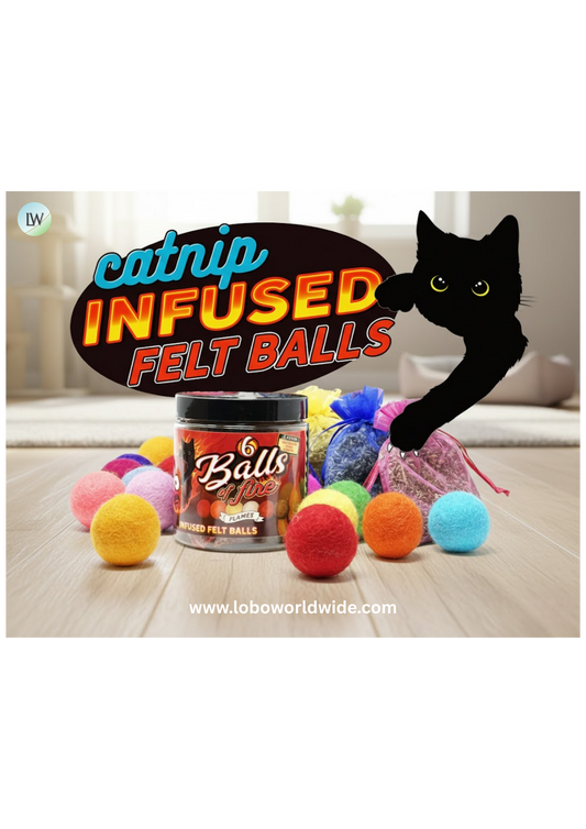Creekwood Naturals Catnip Infused Felted Balls Cat Toy with Recharging Tin