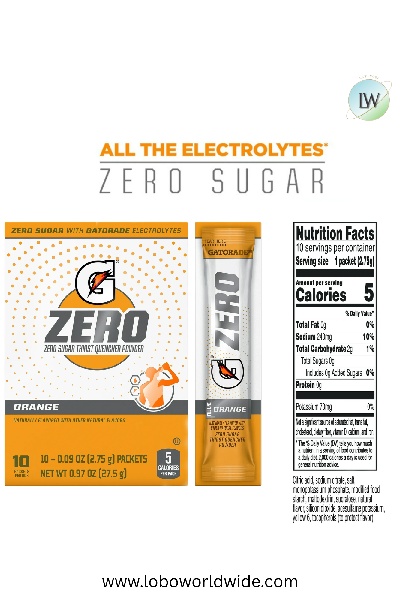 Gatorade G Zero Sports Drink , Energy Drink Mix, 0.10 oz, 10 ct. (Pack of 2)(Various Flavours)