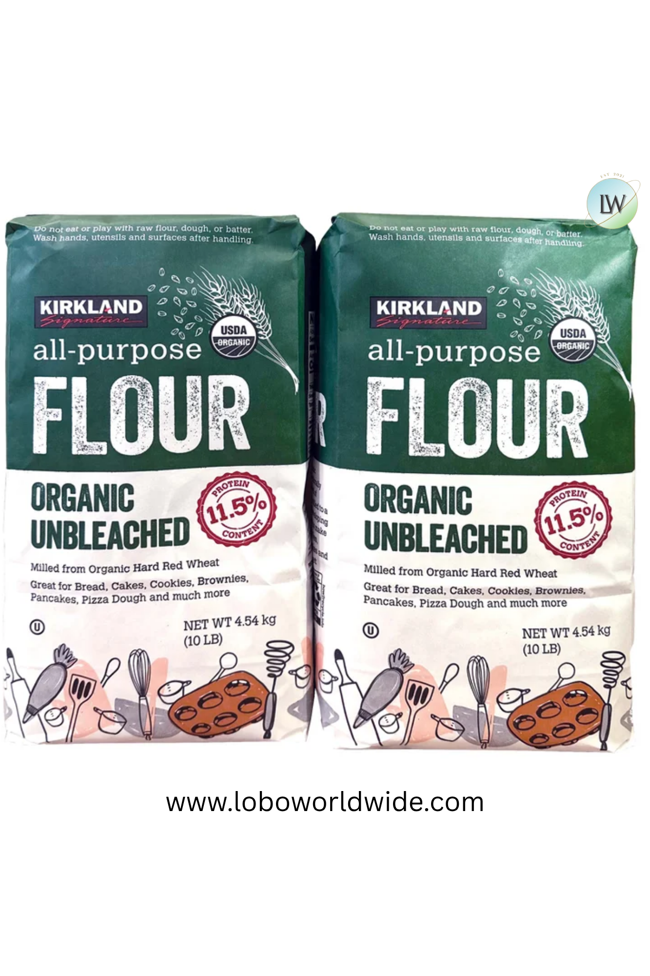 Kirkland Signature Organic Unbleached All Purpose Flour, 10 lbs, 2-count