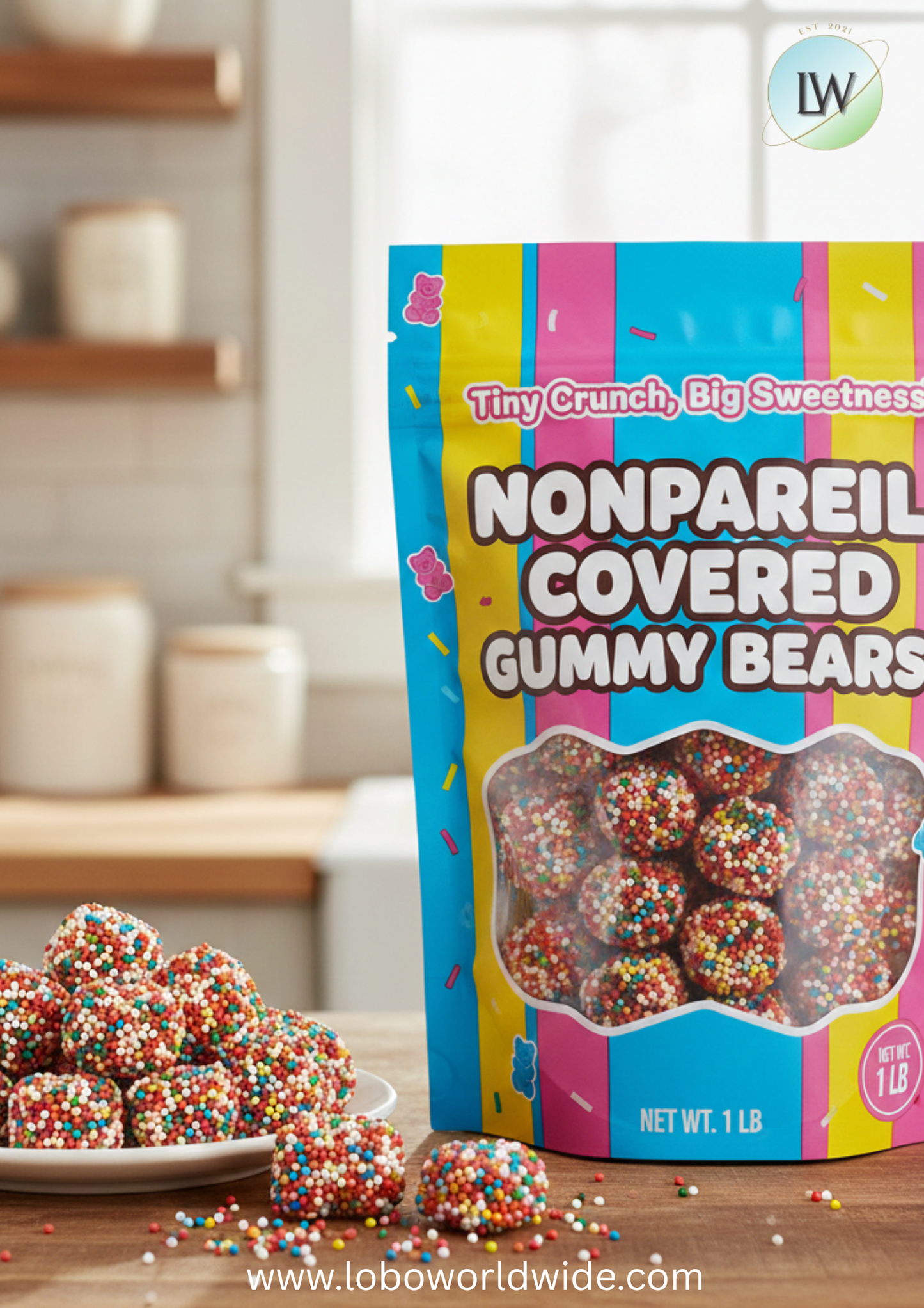 Nonpareil Covered Gummy Bears(Various Sizes)