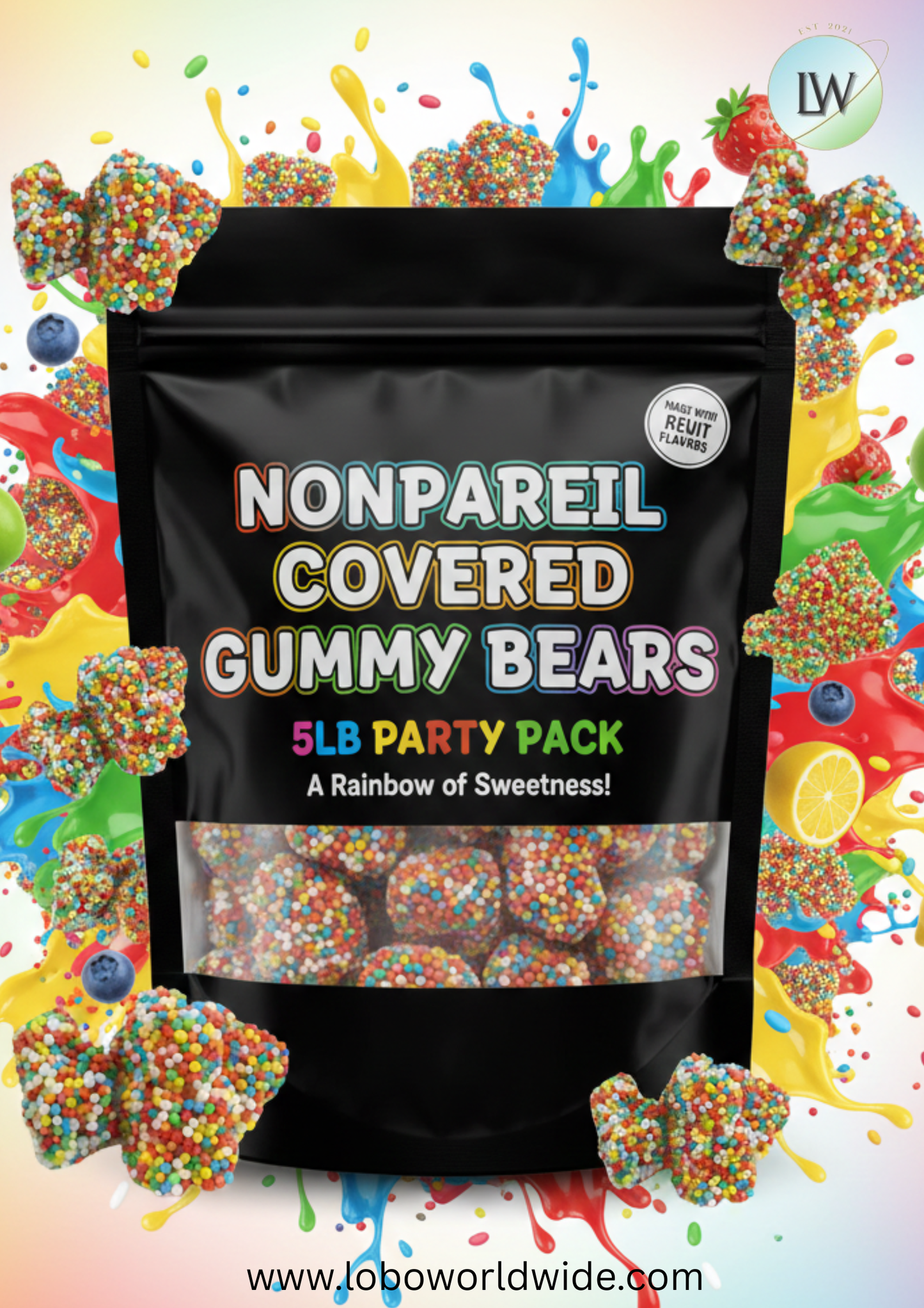 Nonpareil Covered Gummy Bears(Various Sizes)