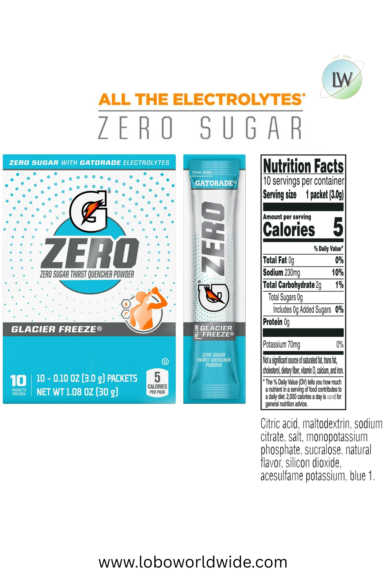 Gatorade G Zero Sports Drink , Energy Drink Mix, 0.10 oz, 10 ct.(Pack of 4)(Various Flavours)
