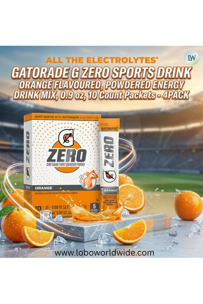 Gatorade G Zero Sports Drink , Energy Drink Mix, 0.10 oz, 10 ct.(Pack of 4)(Various Flavours)