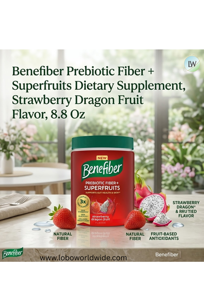 Benefiber Prebiotic Fiber + Superfruits Dietary Supplement, Strawberry Dragon Fruit Flavor, 8.8 Oz