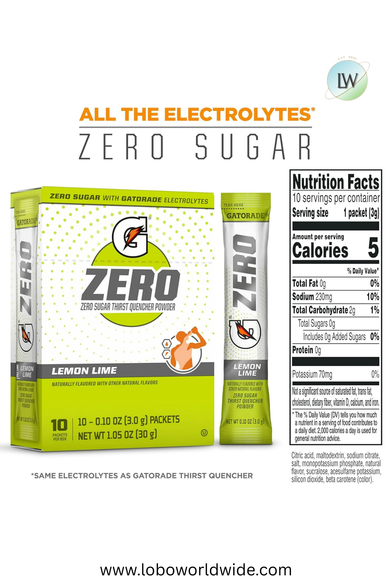 Gatorade G Zero Sports Drink , Energy Drink Mix, 0.10 oz, 10 ct.(Pack of 4)(Various Flavours)
