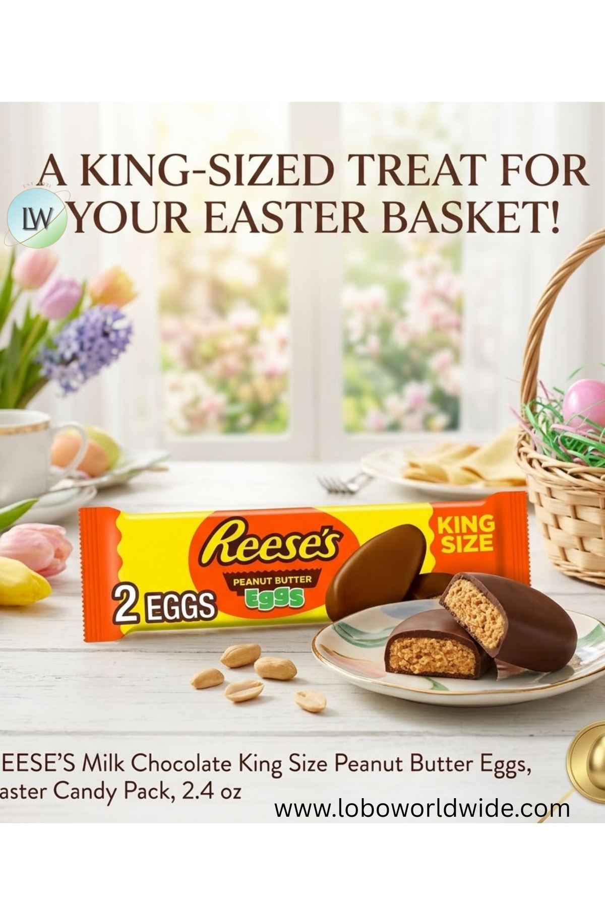 REESE'S Milk Chocolate King Size Peanut Butter Eggs, Easter Candy Pack ...